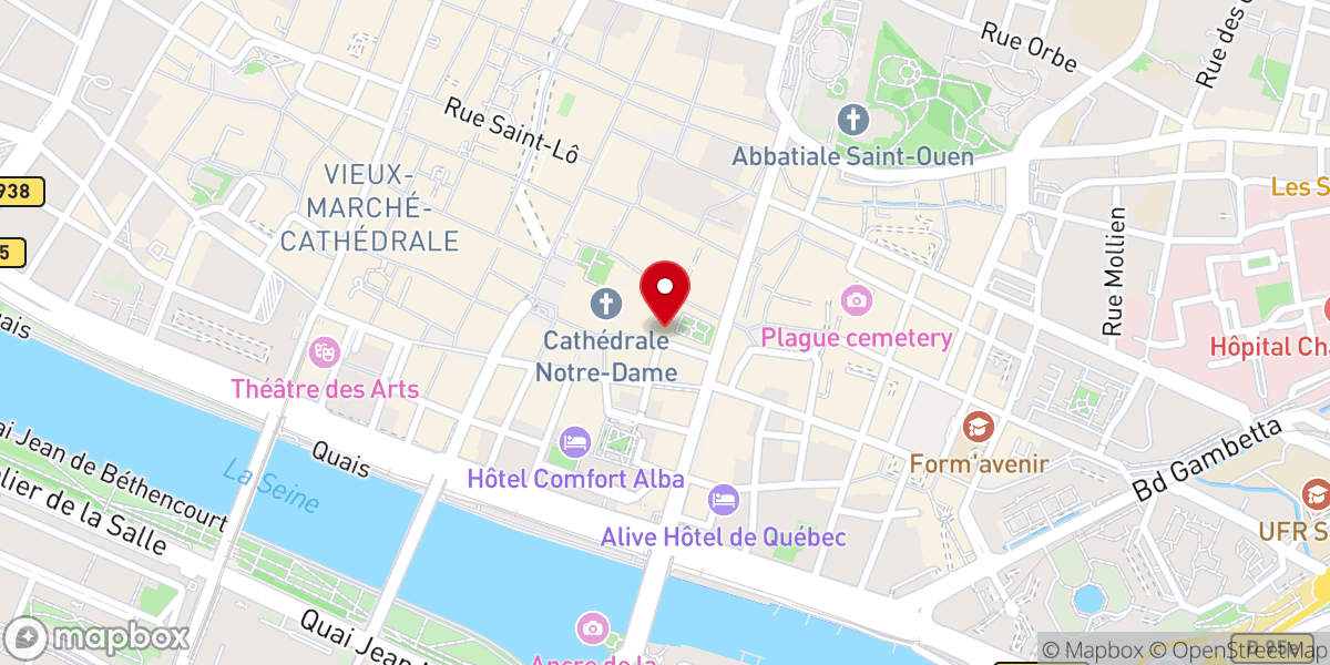 Map showing location of Archevêché de Rouen