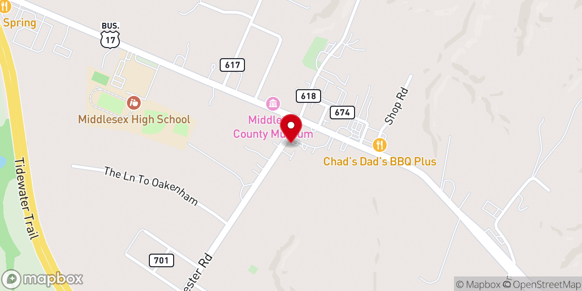 Map showing location of Mid-Tidewater Baptist Association