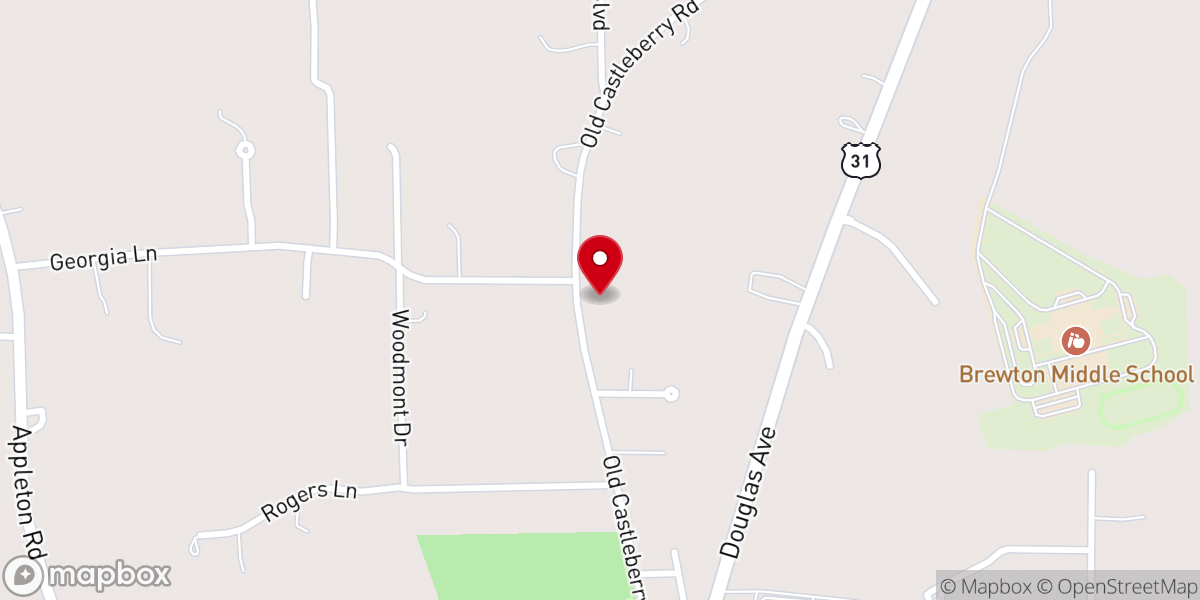 Map showing location of North Brewton Baptist Church
