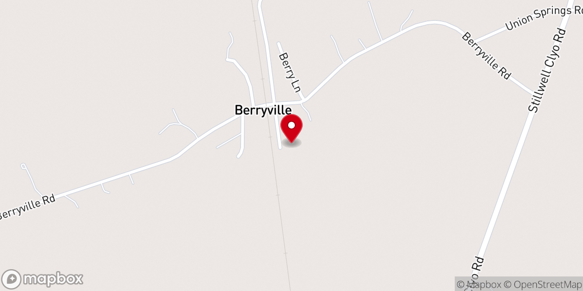 Map showing location of Berryville Baptist Church