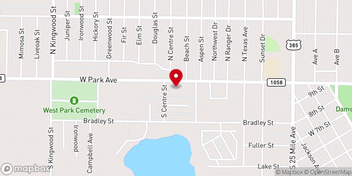 Map showing location of Park Avenue Church of Christ
