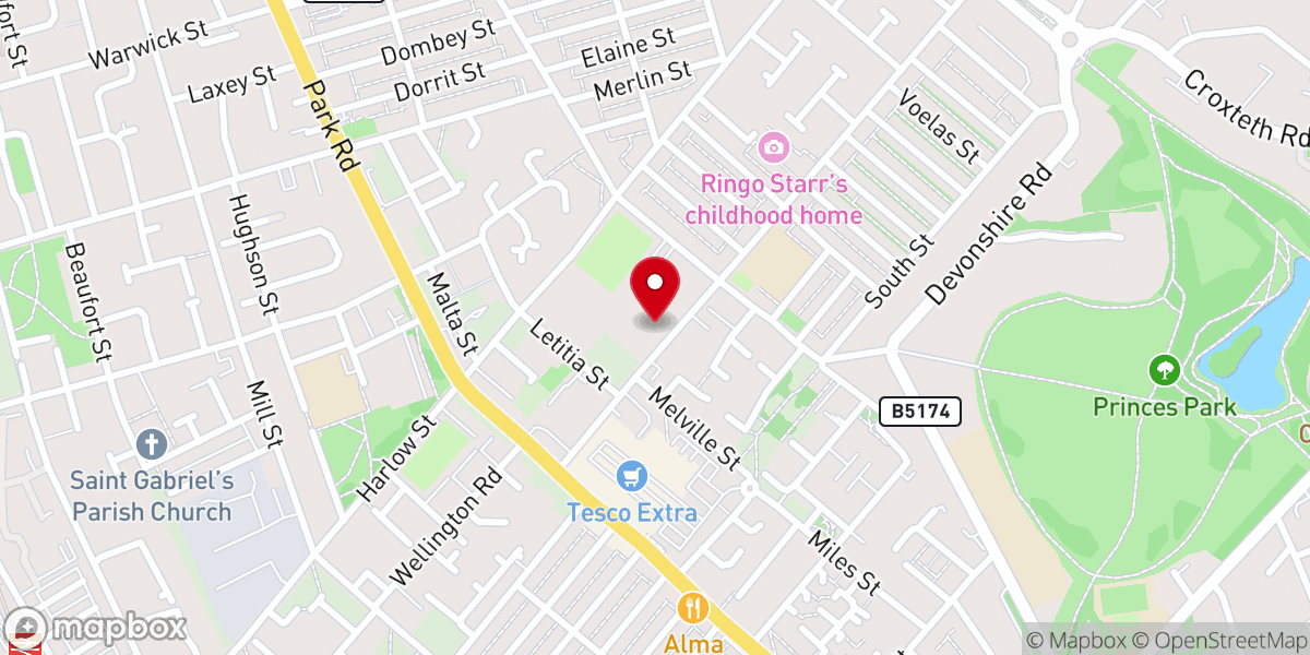 Map showing location of Our Lady of Mount Carmel RC Church