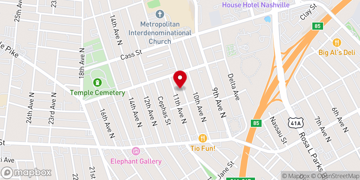 Map showing location of North Nashville Church of God