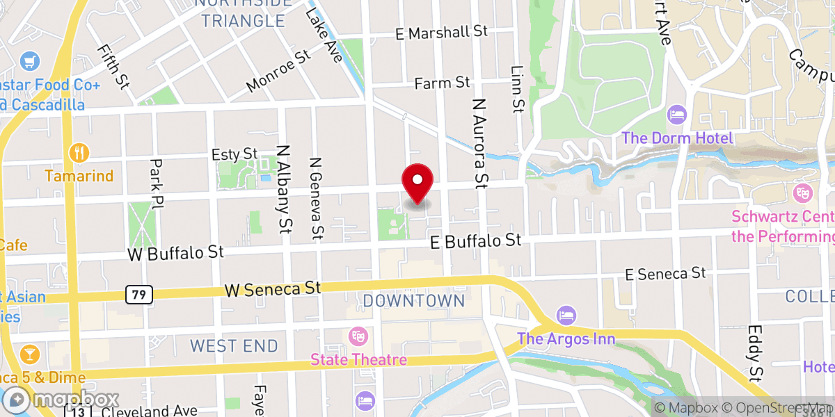 Map showing location of First Baptist Church of Ithaca