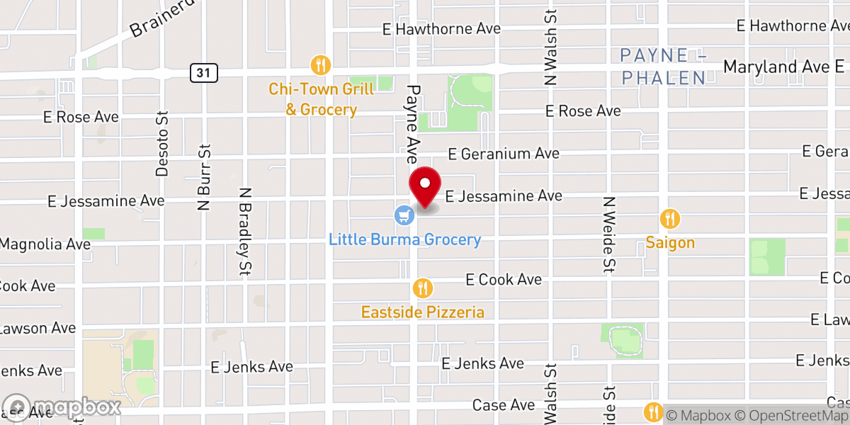 Map showing location of The Payne Reliever Church