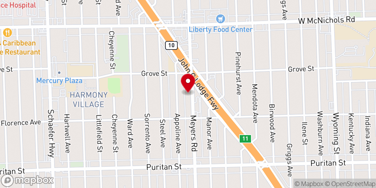 Map showing location of Glory and Praise Tabernacle Church of God in Christ