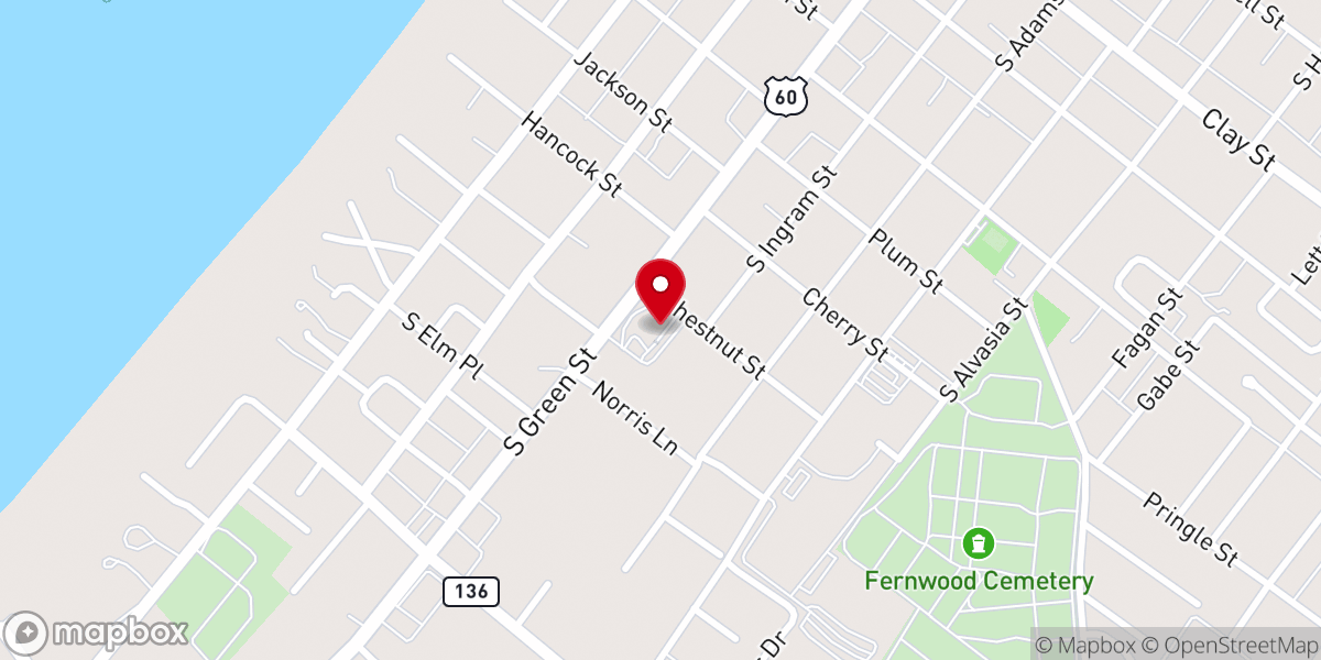 Map showing location of First Christian Church