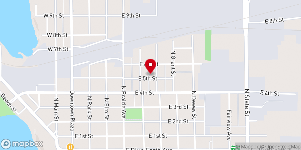 Map showing location of Fairmont Assembly of God