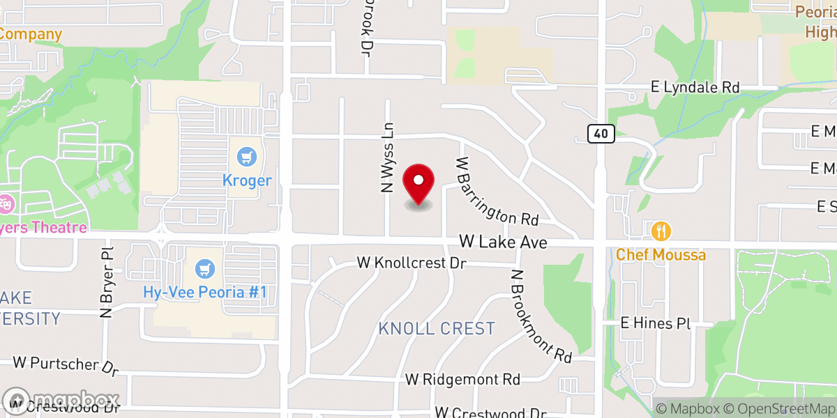 Map showing location of First Baptist Church of Peoria
