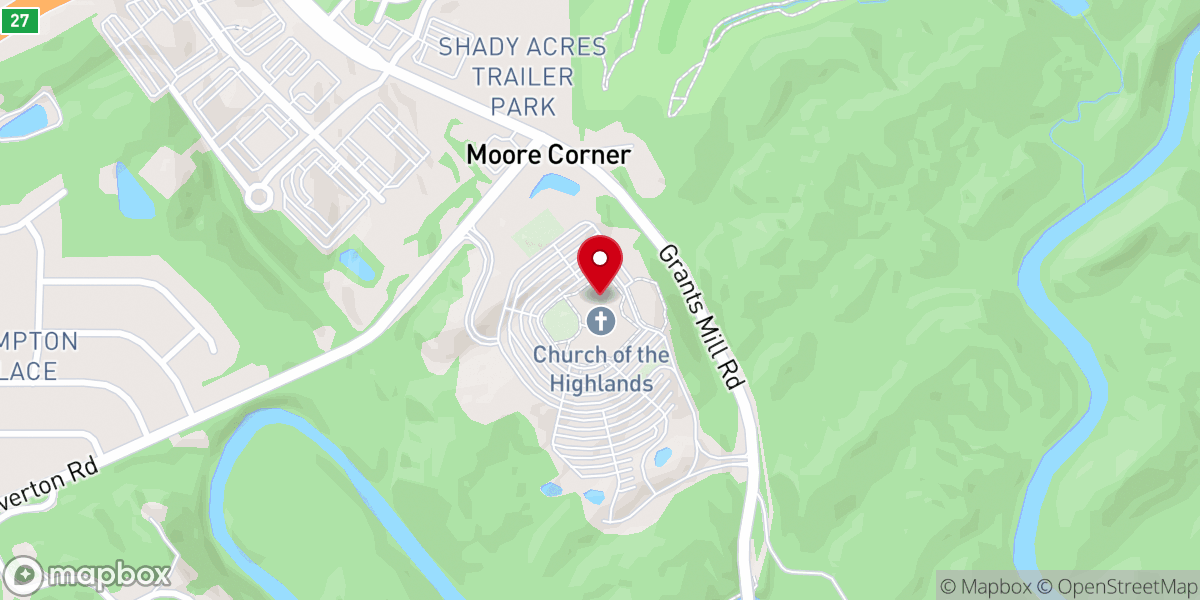 Map showing location of Church of the Highlands