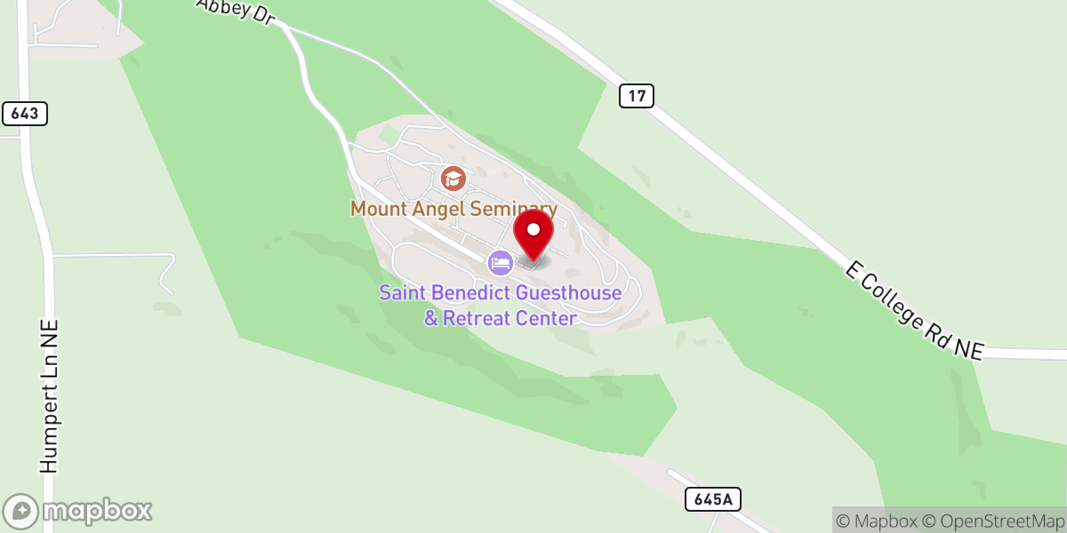 Map showing location of Mount Angel Abbey Museum