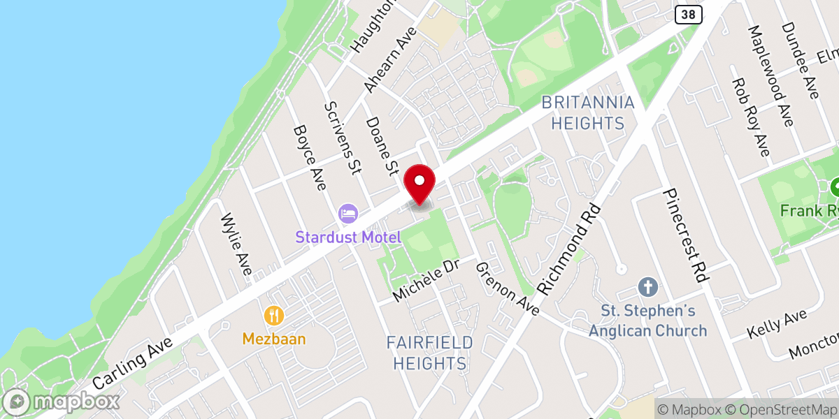 Map showing location of Eglise evangelique d ottawa