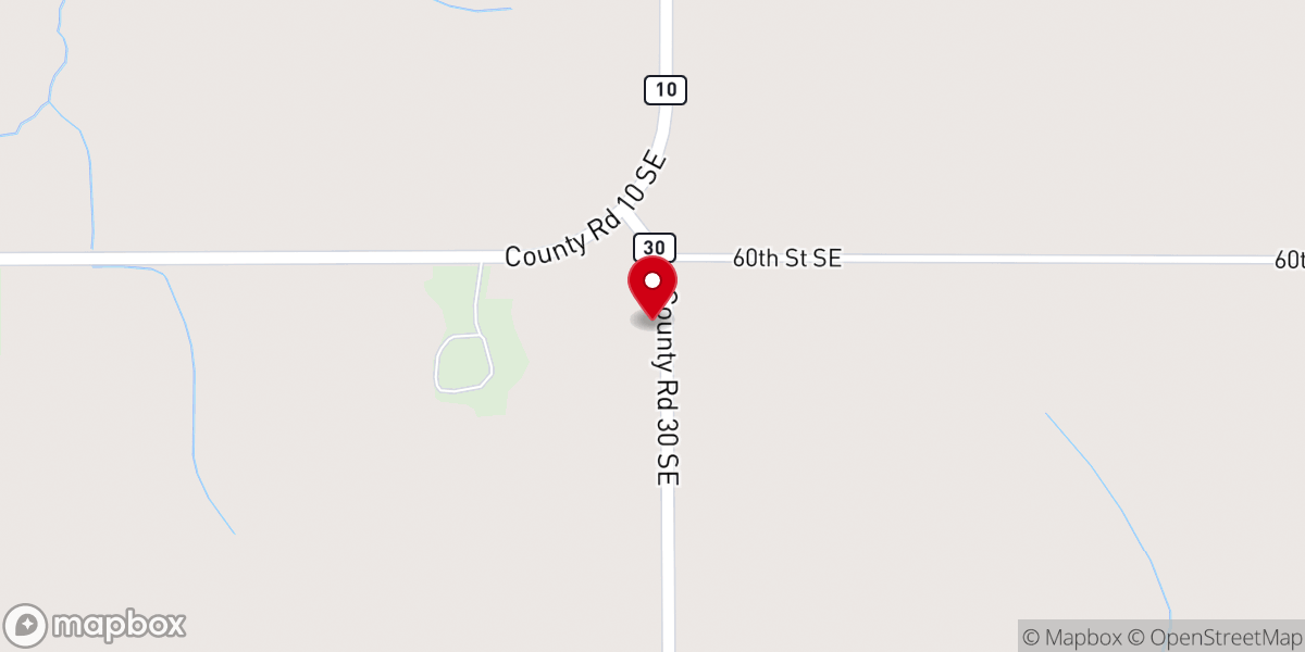 Map showing location of Elmira Church
