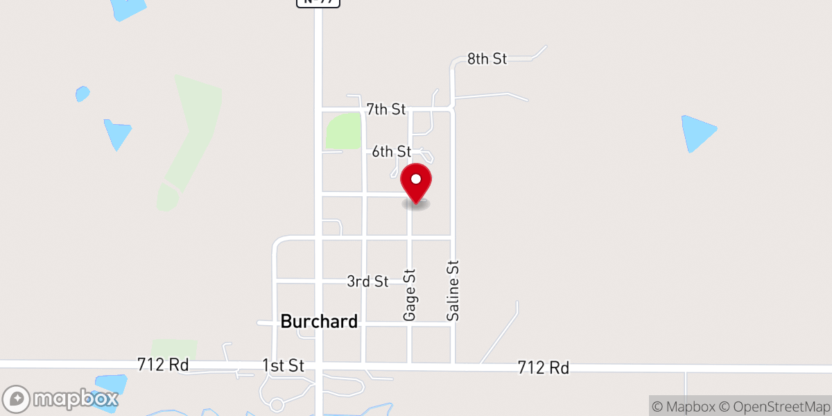 Map showing location of Sacred Heart of Jesus Catholic Church, Burchard
