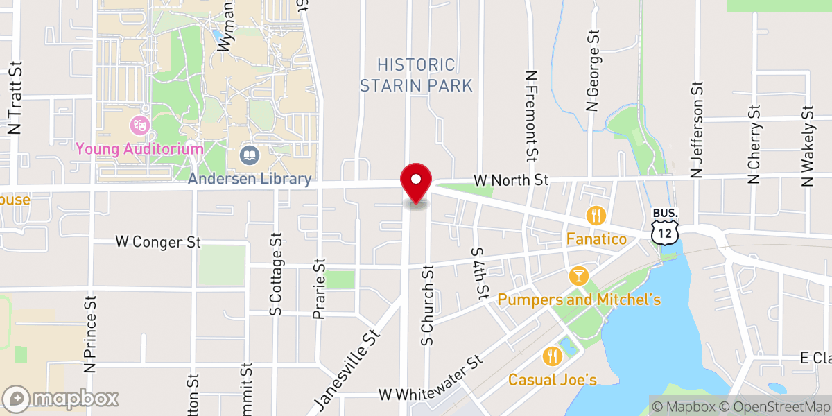 Map showing location of St John's Evangelical Lutheran Church