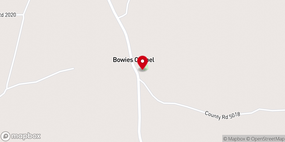 Map showing location of Bowie Chapel Methodist Church