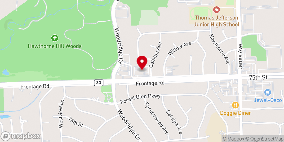 Map showing location of Woodridge United Methodist Church