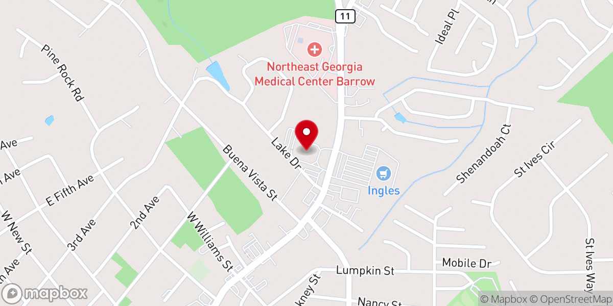 Map showing location of Winder First United Methodist Church