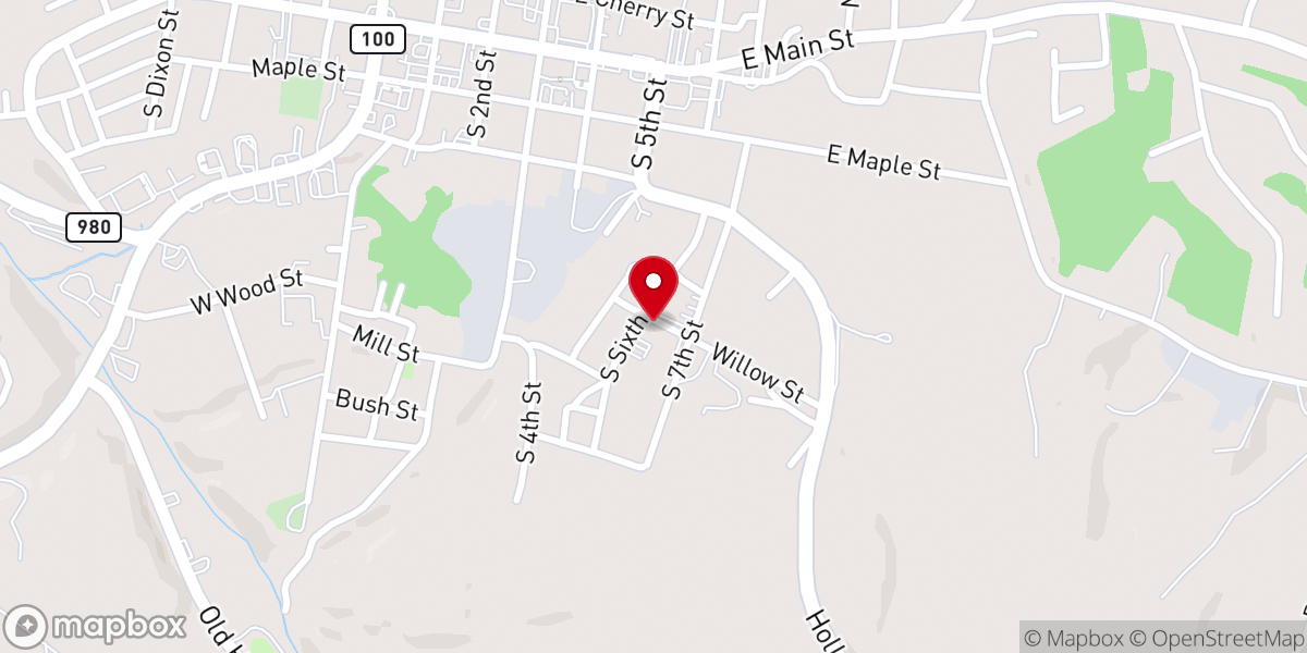 Map showing location of East Willow Street Church Of God
