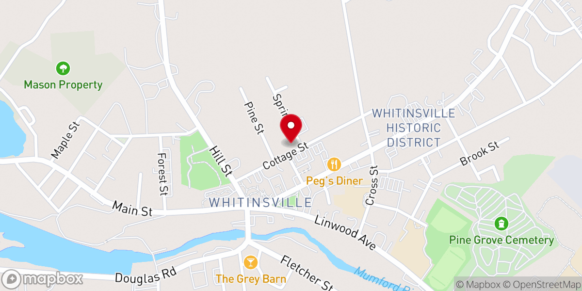 Map showing location of United Presbyterian Church at Whitinsville
