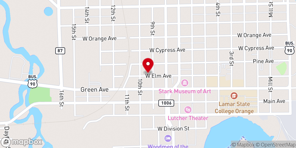 Map showing location of Ninth & Elm Church of Christ