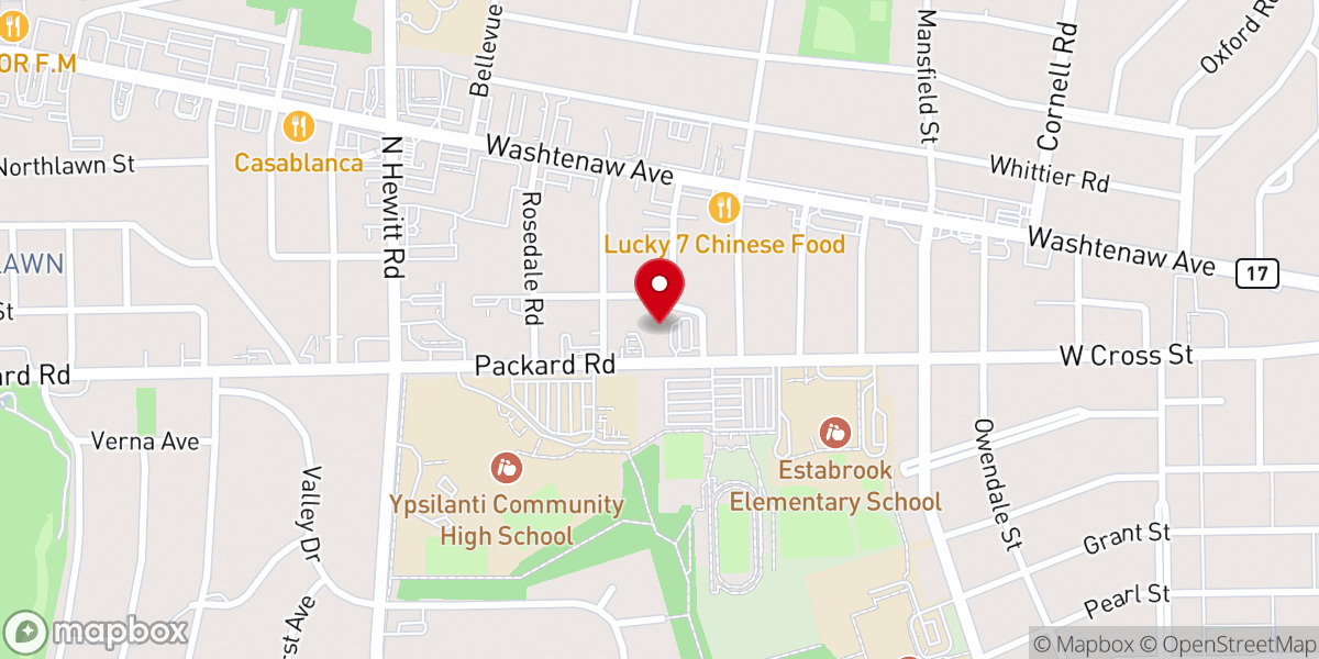 Map showing location of Ypsilanti Free Methodist Church