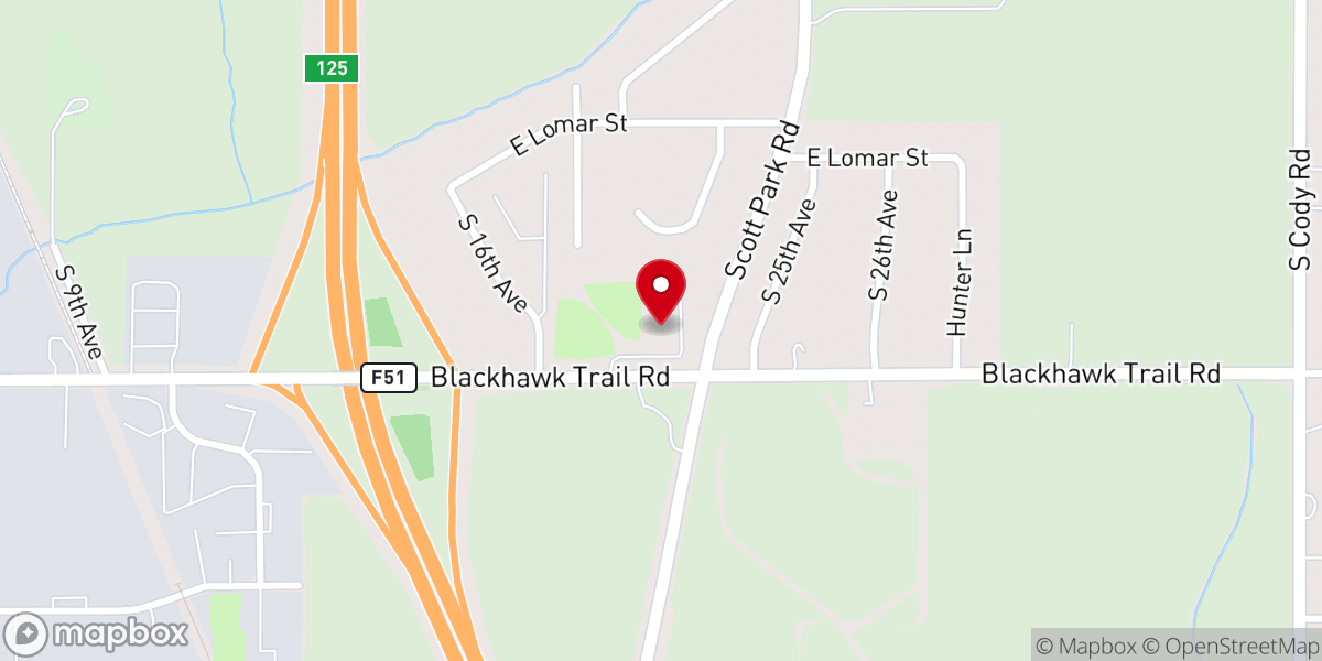 Map showing location of North Ridge Community Church