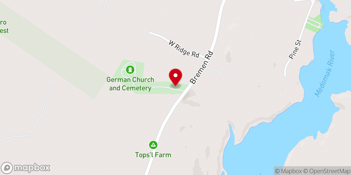 Map showing location of Old German Meeting House