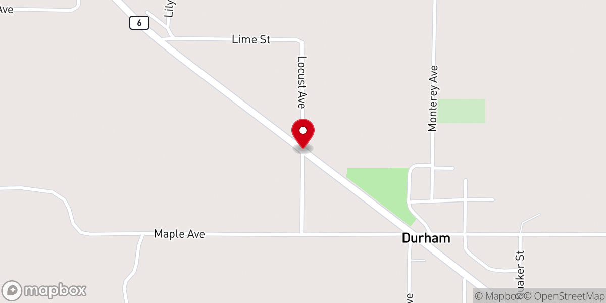 Map showing location of Durham Baptist Church