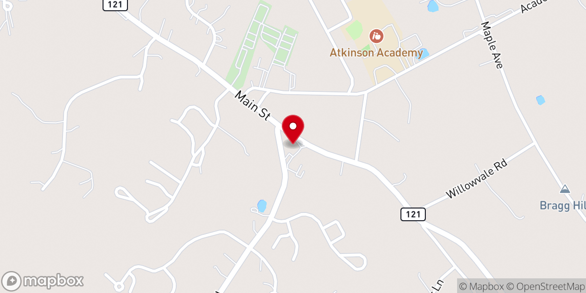 Map showing location of Atkinson Congregational Church