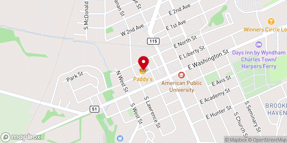 Map showing location of Paddy's