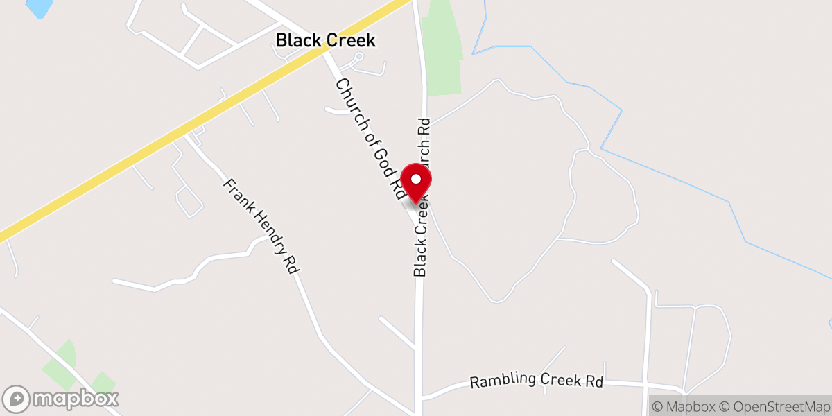 Map showing location of Black Creek Holy Church of God