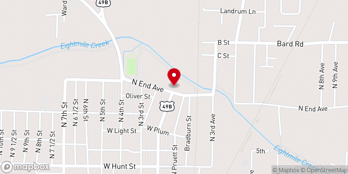 Map showing location of Cross Points Baptist Church