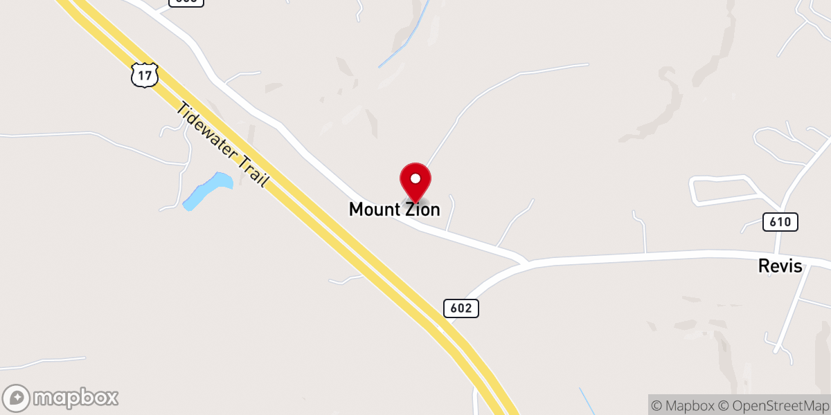 Map showing location of Mount Zion Church