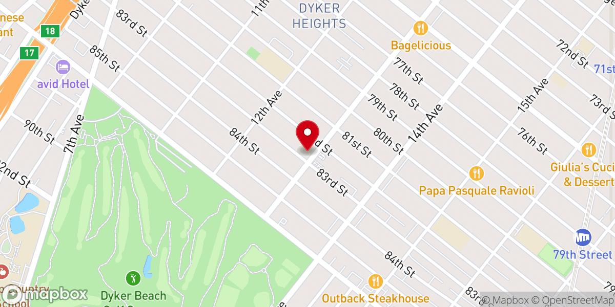 Map showing location of Tasty Pastry Shoppe