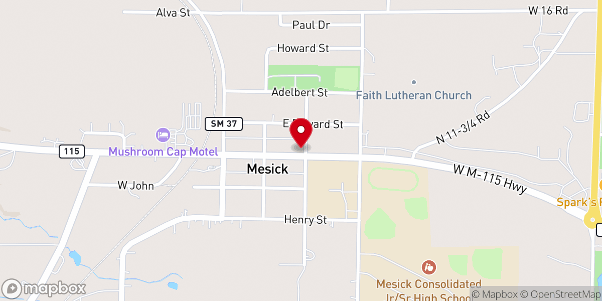 Map showing location of Mesick Seventh-day Adventist Church