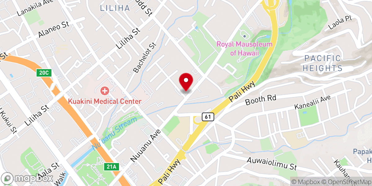 Map showing location of Nuʻuanu Baptist Church