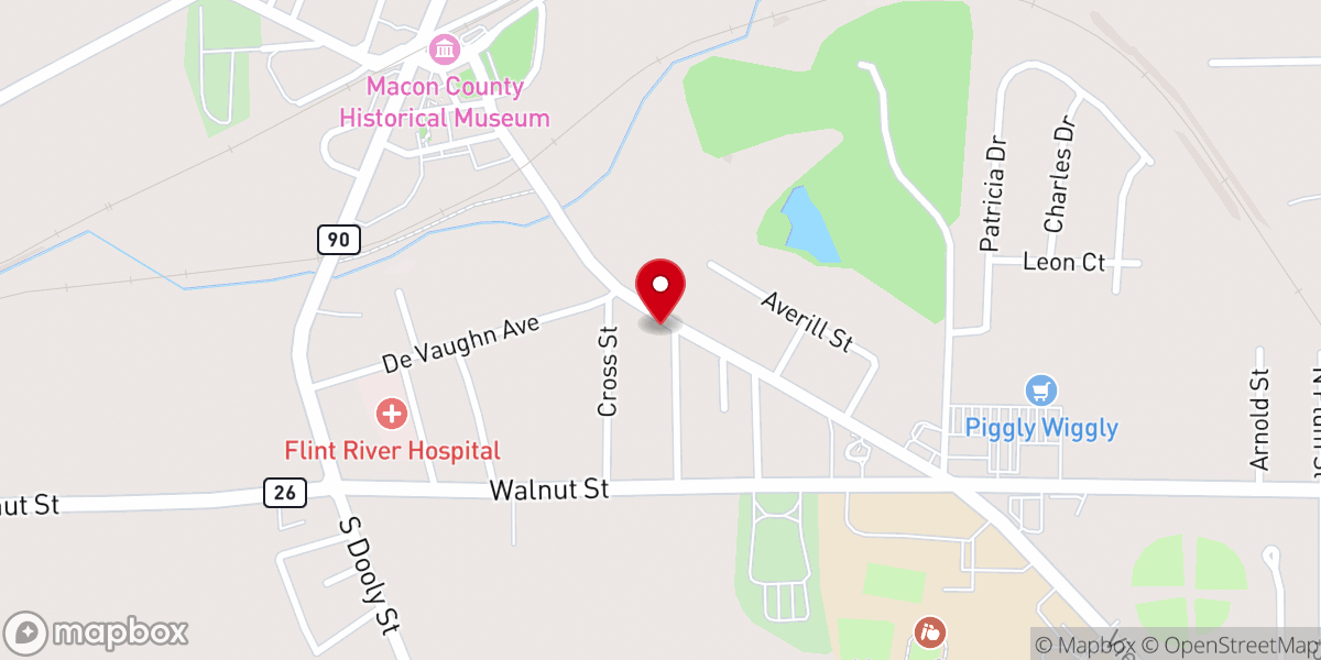 Map showing location of 1st Community Church
