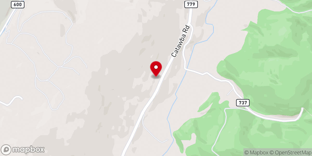 Map showing location of Catawba Valley Baptist Church