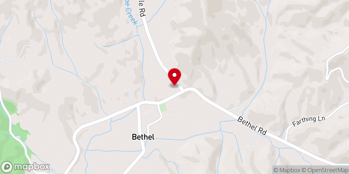 Map showing location of Bethel Baptist Church
