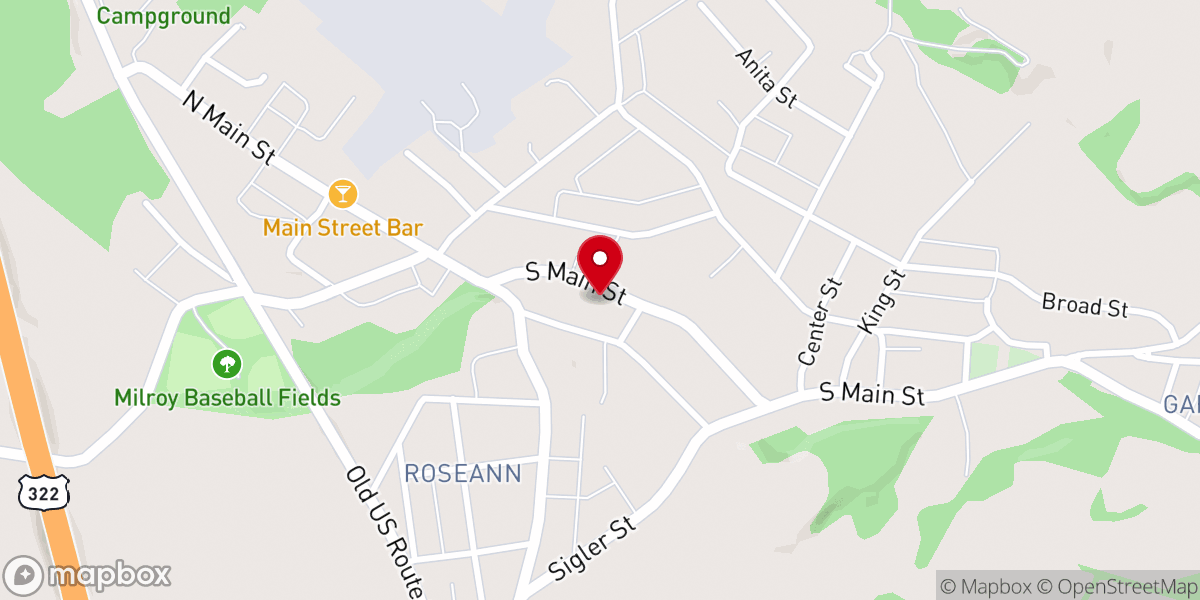 Map showing location of Milroy Memorial Church