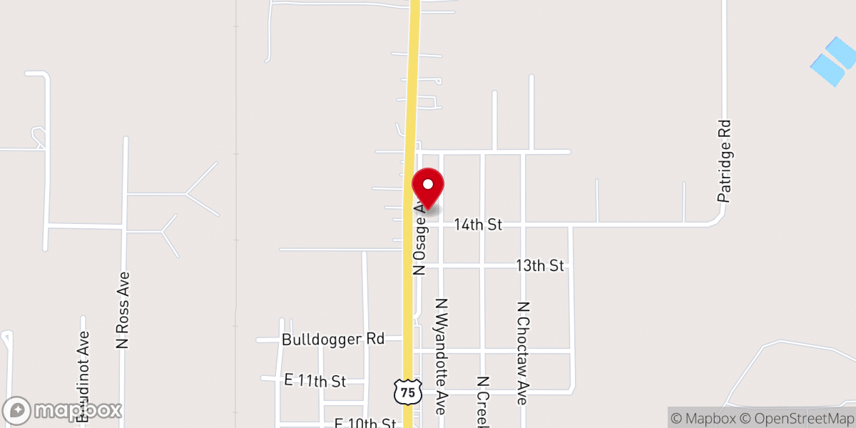 Map showing location of Dewey Church of the Nazarene