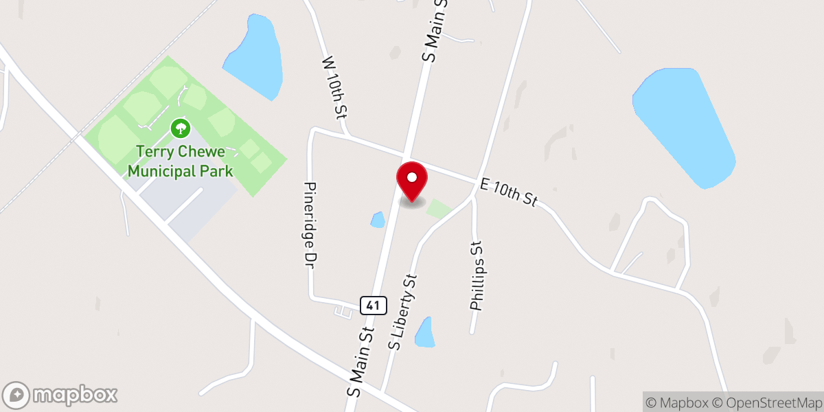 Map showing location of Victory Baptist Church