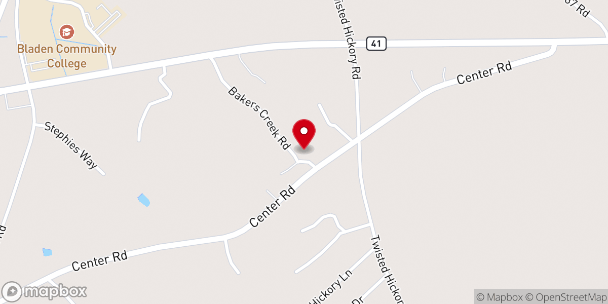 Map showing location of Bakers Creek Church