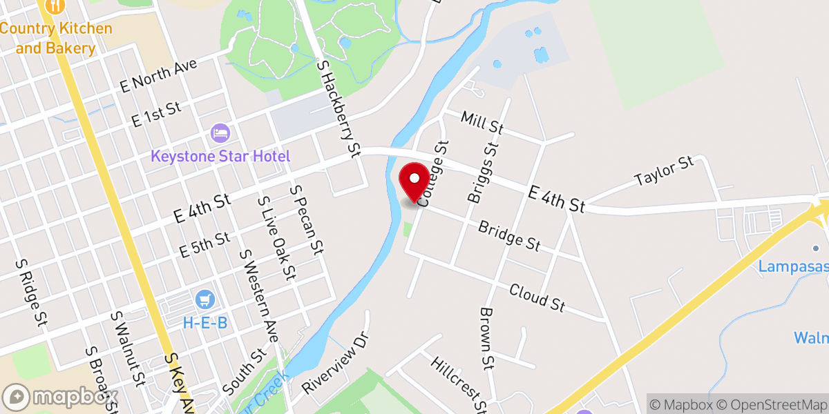 Map showing location of New Hope Baptist church