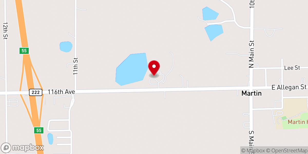 Map showing location of Martin Reformed Church