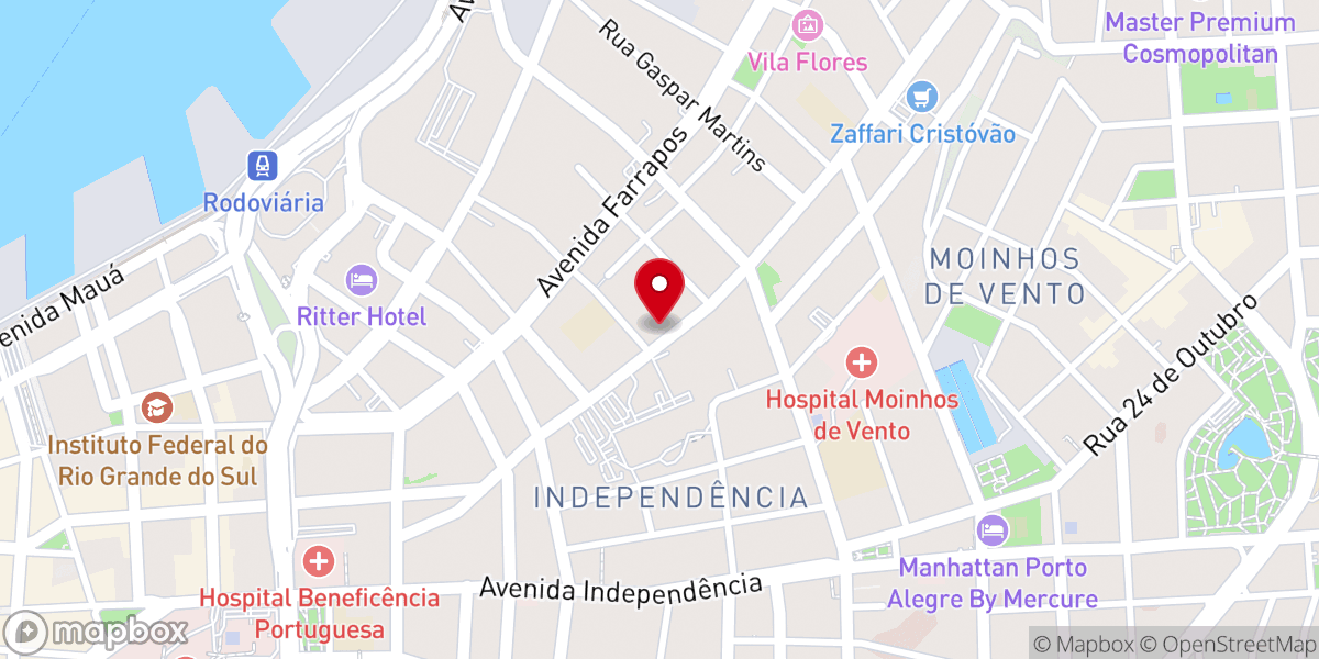 Map showing location of Igreja Batista Central