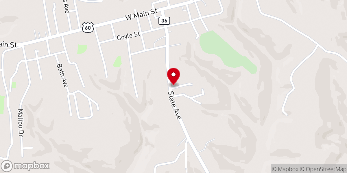 Map showing location of Owingsville First Church-God