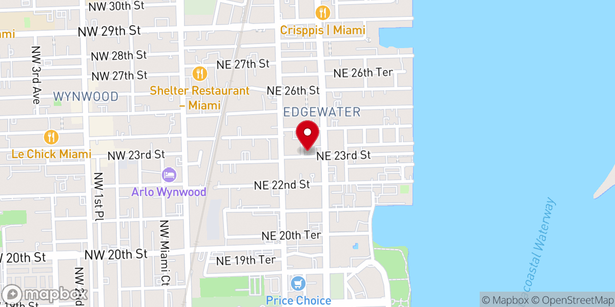 Map showing location of Iglesia Biscayne
