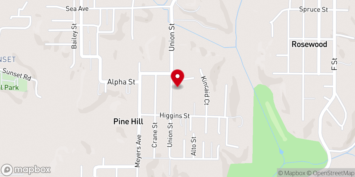Map showing location of Pinehill Baptist Church